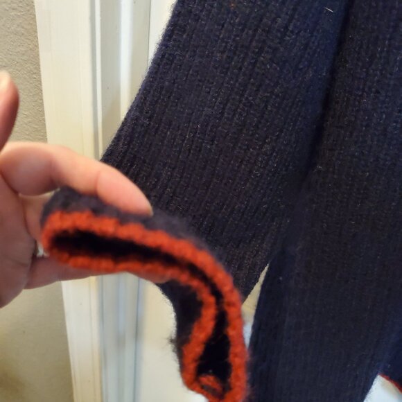 L.O.G.G. Navy Shetland Wool Quarter Zip Sweater | Vintage 90s Y2K | Men's XL - Picture 3 of 10